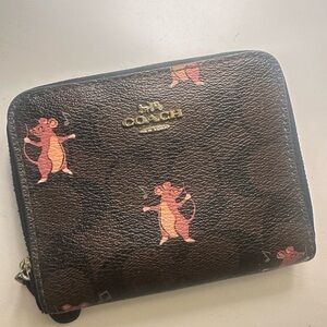 Coach Brown Wallet with Pink Mouse Design